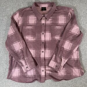32 Degree Heat Flannel Printed Button Down Layer Shirt, Womens XS Purple Pink